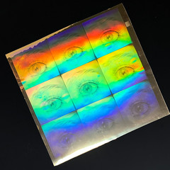 XL EYES STICKER SILVER anatomy ophthalmic eyeballs foil hologram holographic