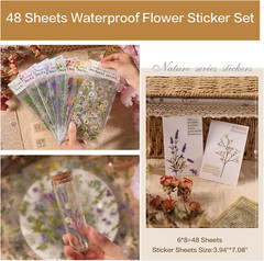48 Sheets Vintage Plants Flowers Stickers Pack for Scrapbooking Junk Journals Bu