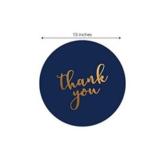 Navy Gold Foil Thank You Stickers – 1000 Round Gratitude Labels for Weddings, Gi