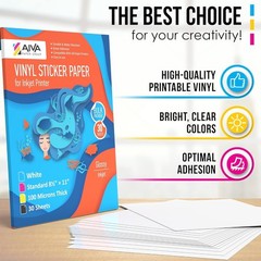 Waterproof Printable Vinyl Sticker Paper – 30 Glossy Sheets for Crafting