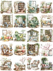 Cozy Rooms Chairs Books Stickers Stationery Journal Scrapbooking Craft