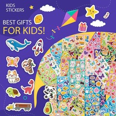 36 Sheets 800+ Vinyl Stickers for Kids Scrapbooking Animals Dinosaurs Fruits Car