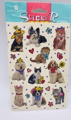 Vintage American Greetings Sticker World Dog Cat Hats Stickers 2 Sheets New