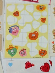 Mixed Lot Partial Sheets – Vintage Stickers Hearts Valentines 1980s