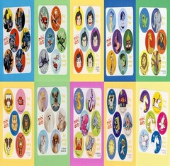 60 Assorted Mini Dot Stickers – Batman, Inside Out, Rachael Hale, Unicorn