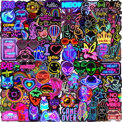 200 Pcs Water Bottle Stickers – Neon Vinyl for Crafts, Scrapbooking & Journaling