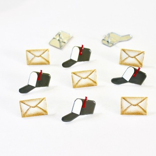 MAILBOX & MAIL SCRAPBOOKING DECORATIVE BRADS EYELET OUTLET 8 PCS 2 DESIGNS