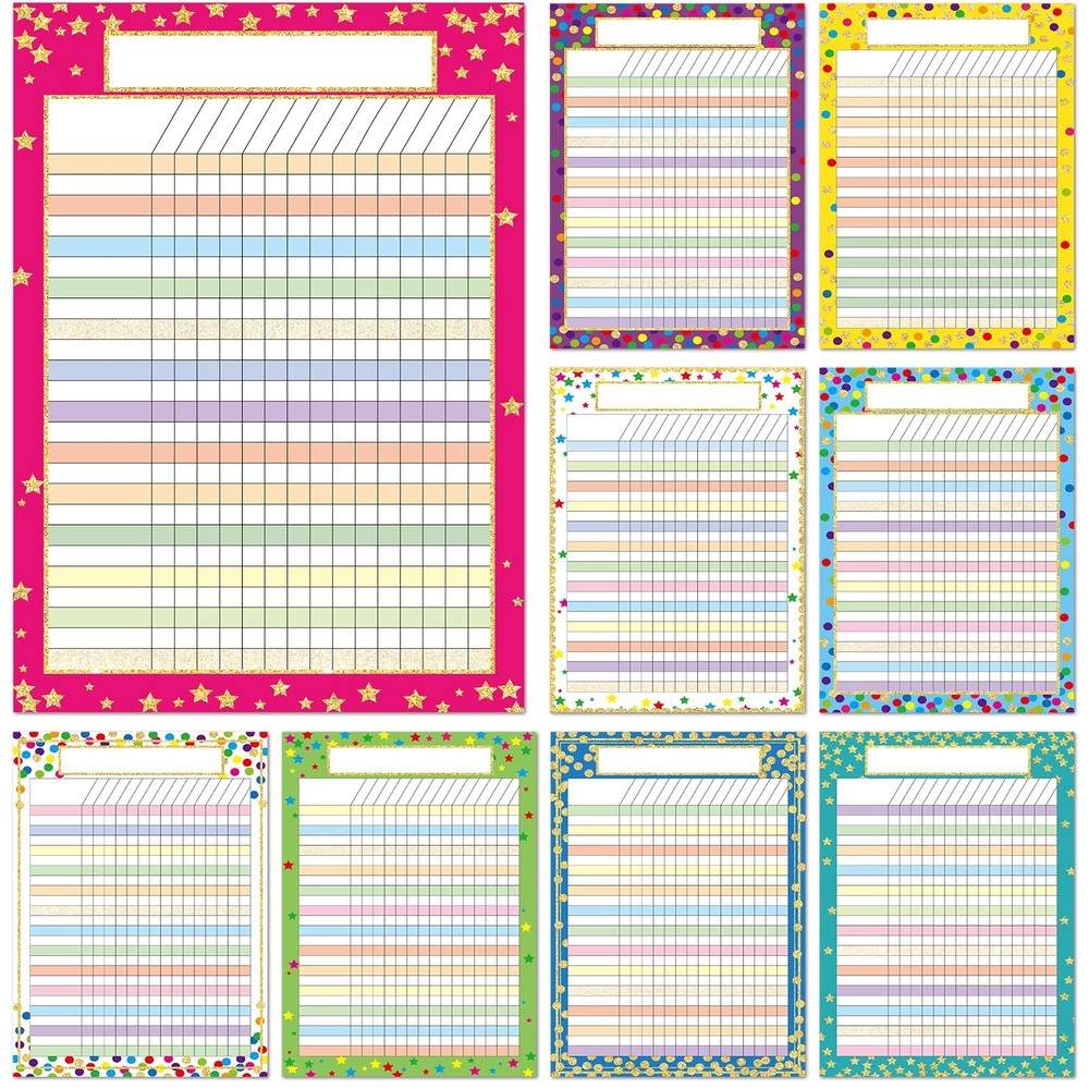 9 PCS Confetti Classroom Incentive Reward Chores Chart Pads for Kids Behavior