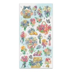 FLOWER STICKERS Craft Scrapbook Sticker Sheet Kawaii Colorful Floral Bouquet NEW