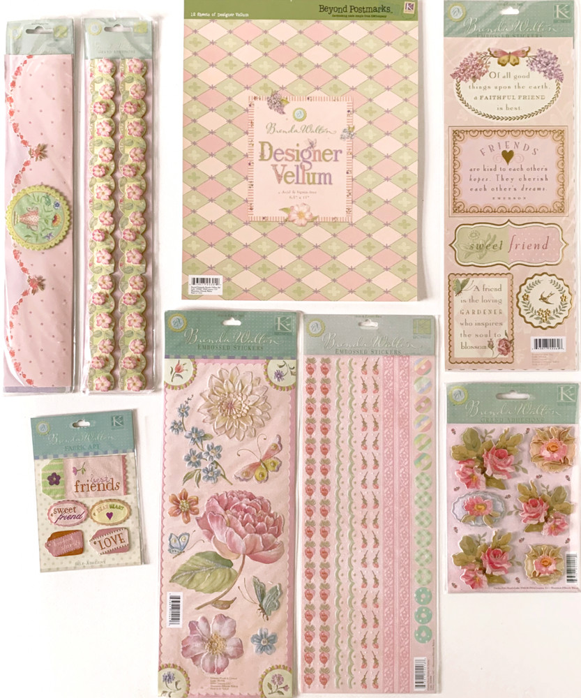 Brenda Walton Florals Scrapbook Stickers Lot – K&Co – Retired – 8 pc Kit