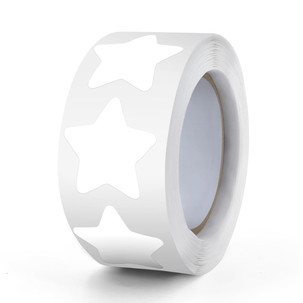 White Star Stickers Roll 1 Inch SelfAdhesive Waterproof 500 PCS