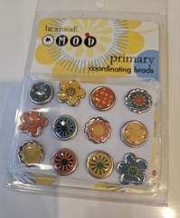 Autumn Leaves – Mod -Primary – Flower -12 -Epoxy Brads – New