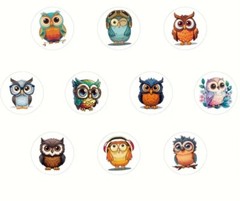 500 pcs Sticker Seals Roll CUTE Cartoon NEW Owls Animal Designs Self Adhesive 🦉