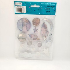 Nicole Crafts Space and Planets Glitter Metallic Sticker Sheet Scrapbooking