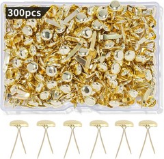 Brass Fasteners,300 Pcs Brads for Paper Crafts,Small Brads Metal Gold Brads for