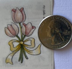 TINY PINK TULIPS Watercolor Sticker(2pc) Provo•Country•Flower •Garden•Yellow Bow