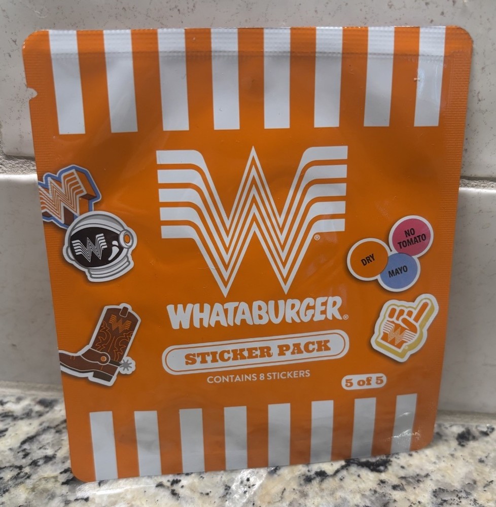 Whataburger Sticker Pack 5 of 5 Collectible 2026 Kids Meal Toy 8 Stickers Sealed