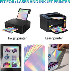 Holographic Sticker Paper for Inkjet & Laser Printer, 20 Sheets Printable Vinyl