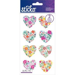 Craft Stickers Sticko Floral Hearts Flower Shaped Hearts Pink Orange Yellow