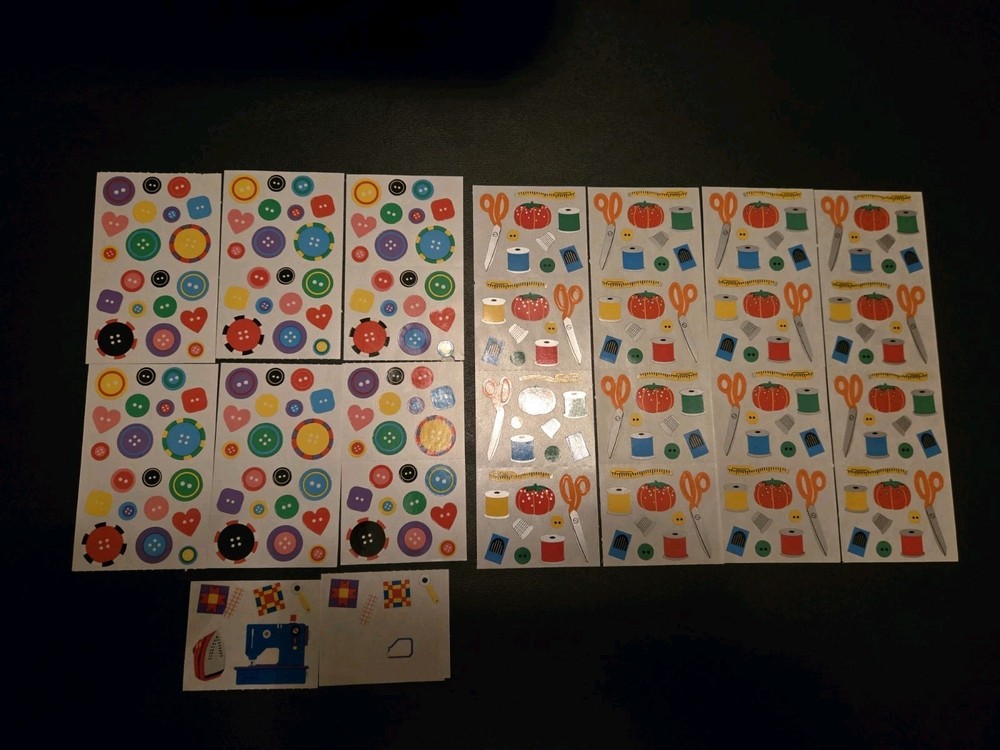 Vintage Mrs. Grossman’s SEWING SEAMSTRESS TAILOR BUTTONS Sticker Sheet Lot