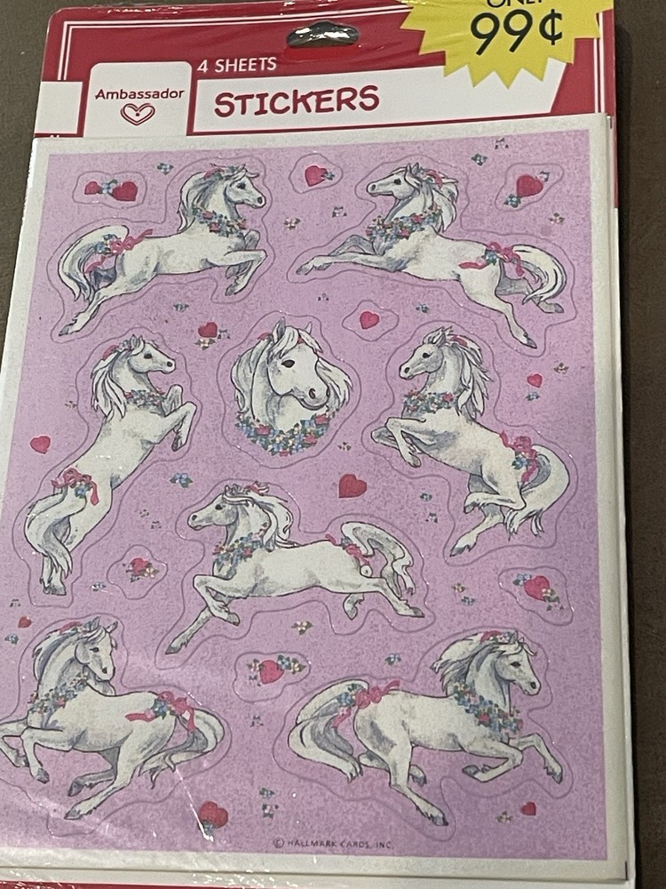 Vintage Hallmark Beautiful Horses Pony Stickers 4 Sheets NIP NOS