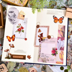 510PCS Floral Scrapbook Stickers Kit Vintage Flowers Butterfly Mushroom Fall Ma