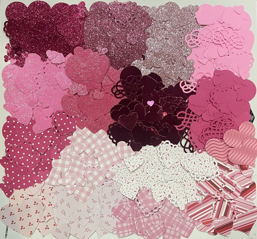 450+ Super Fun Heart Die Cuts Mixed Pink Pack Valentines Embellishment/Ephemera
