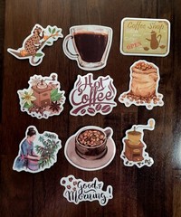 STICKERS x 10 COFFEE Large Vinyl Shop Stickers CO2