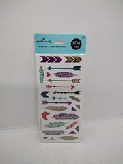 Hallmark Stickers Arrows and Feathers 4 Sheets 104 Pieces
