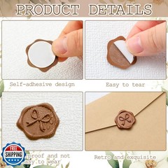 MotiMind 100 Pcs Bow Wax Seal Stickers Wedding Invitation Envelope Seal Stick
