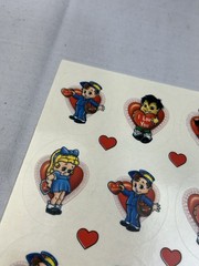 Valentine’s Day Vintage Sticker Sheet Little Girls Boys 1950’s Look Hearts Love