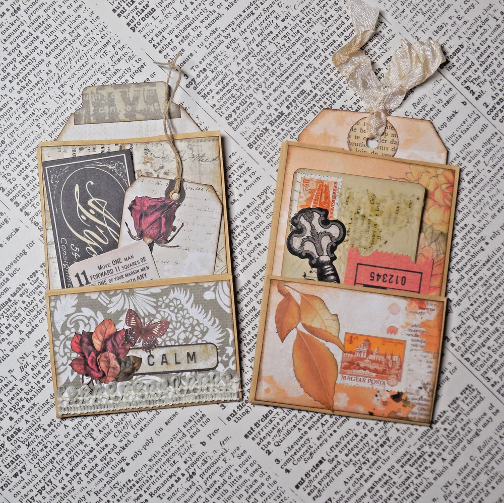 2 Handmade Ephemera Pockets Junk Jounal Scrapbook Embellishment Happy Mail