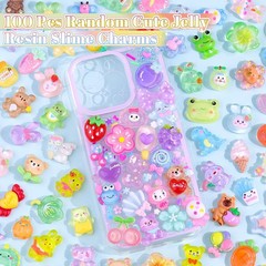 100PCS Slime Charms Jelly Cute Flatback Resin Small, Mixed Colors-100Pcs