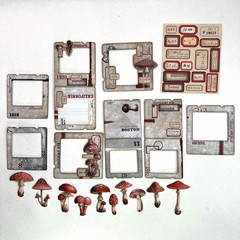 Mushroom Label Frame Stickers Scrapbooking Junk Journaling Collage