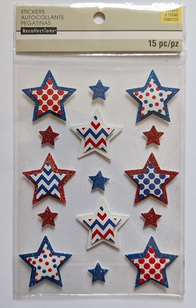 Red, White, & Blue Stars Patriotic July 4th Scrapbooking Stickers Recollections