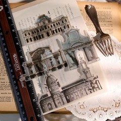 63pcs Copper Engraving Translucent Vellum Matte Surface Paper Sticker Scrapbook