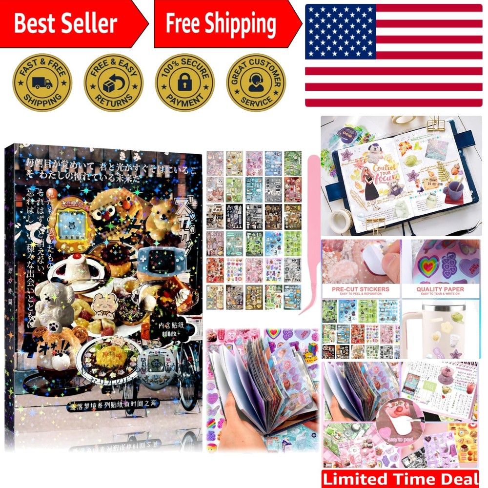 Portable 50-Page Sticker Book of 800 Aesthetic Stickers for Creative Projects