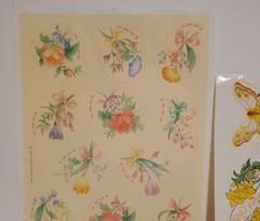 1980s Eastsr Stickers Hallmart Sheet Current Flowers Kittens Greetings Joy Vtg
