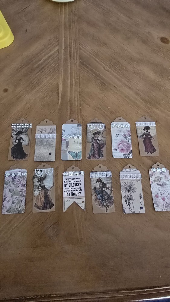12 Special Antique women with bling Junk Journal Tags Handmade New