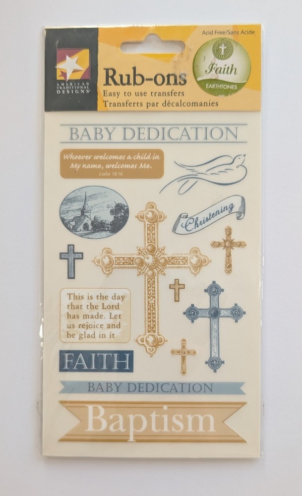 Baby Baptism Rub-On Transfers For Scrapbooking by American Traditional Designs