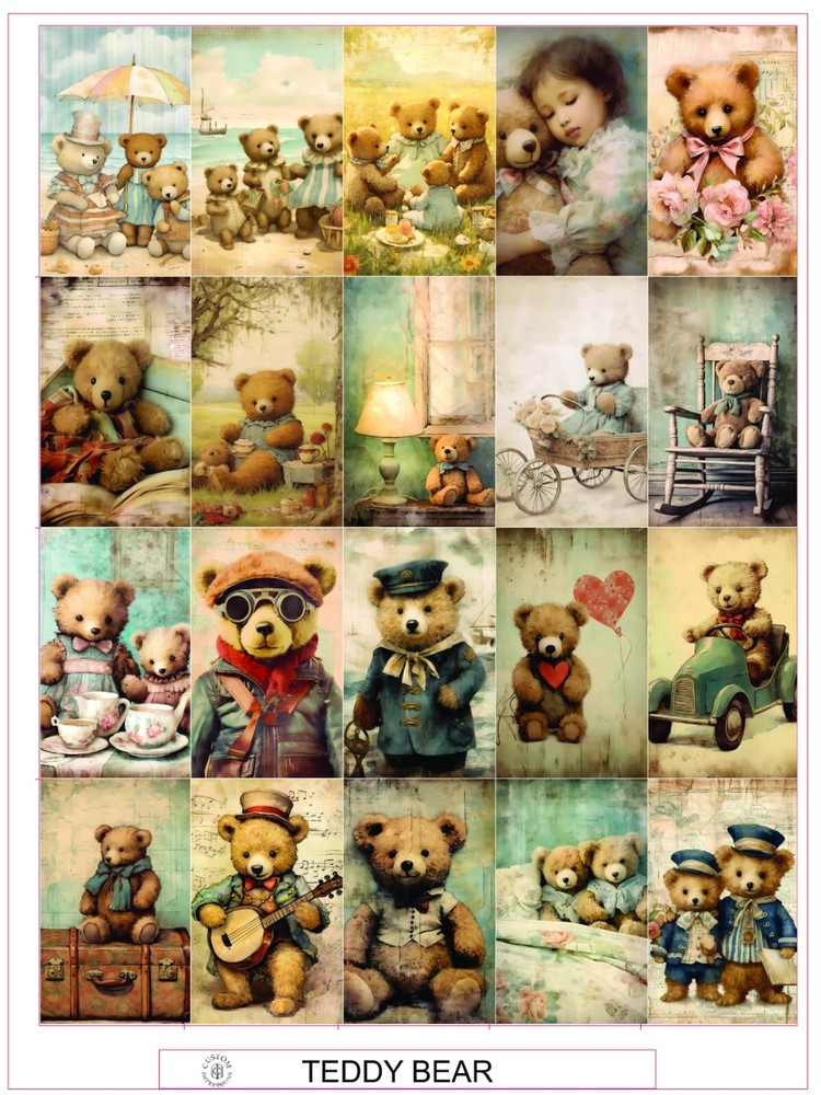 TEDDY BEAR – COMPLETE SHEET OF 20 STICKERS
