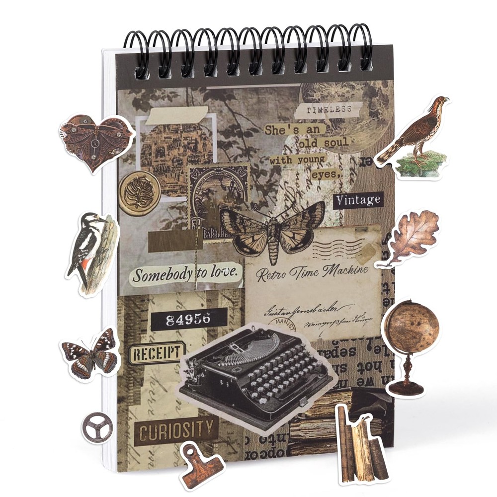 Pre-Cut Vintage Sticker for Journaling, 595PCS – 50 Sheets Washi Brown Scrapb…