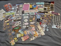 Large Lot of Scarpbooking Supplies Stickers Rub On Words Decorations Stencils