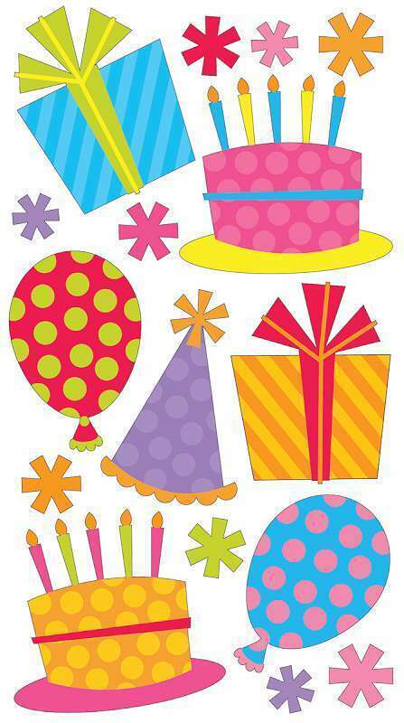 Party Theme | Hats Balloons Confetti | Scrapbook Stickers | Sticko | EK Success