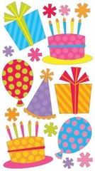 Party Theme | Hats Balloons Confetti | Scrapbook Stickers | Sticko | EK Success
