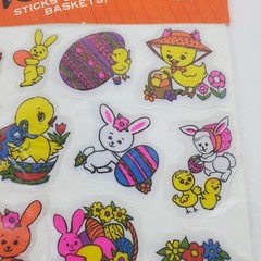 14 Vtg Stick-Ons Easter Unlimited Puffy Easter Bunny Eggs Chicks Stickers NOS