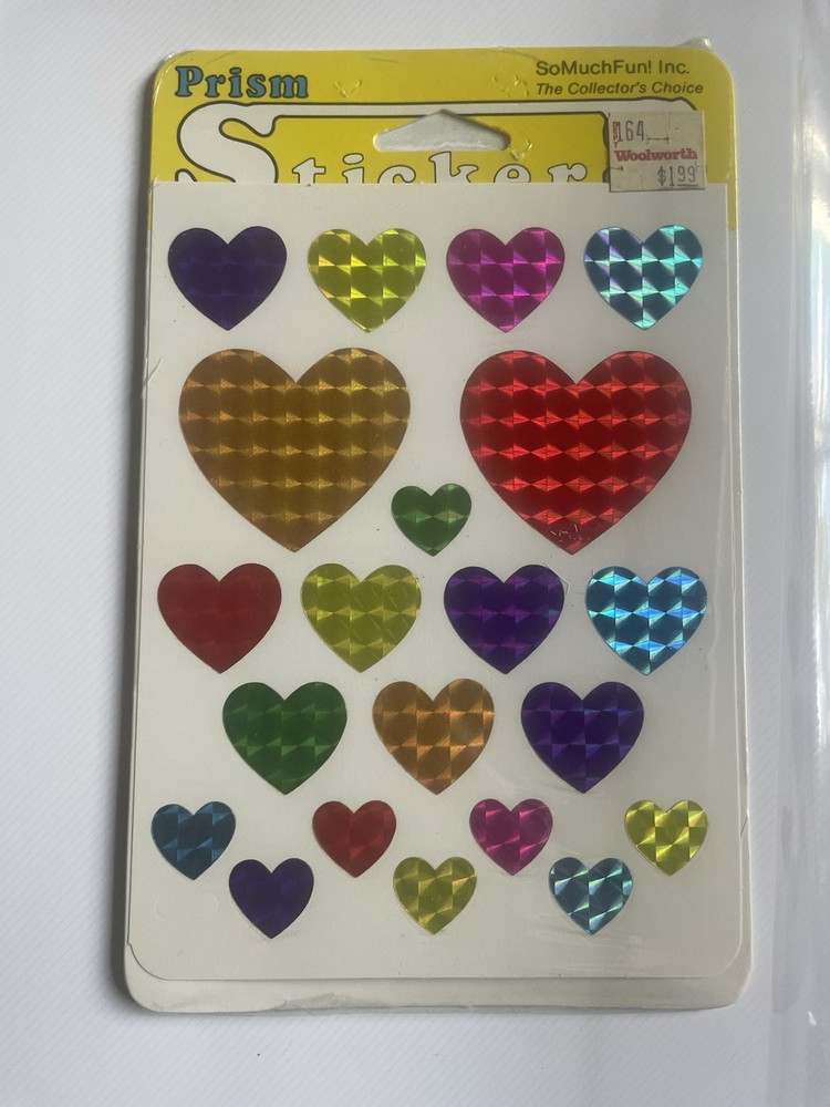 Vintage 80’s Prism Heart Stickers Pack New Sealed Shiny Holographic