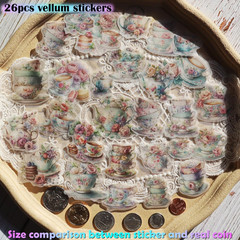 Vintage Vellum Stickers Floral Plants Elements Scrapbooking Supplies Flowers Bot