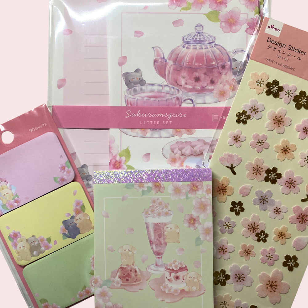 Kawaii Sakura Cherry Blossom Letter Memo Sticker Stationery Set Japanese