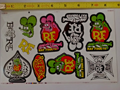RAT FINK STICKERS-LARGE SHEET OF 10 STICKERS-NEXT DAY FREE SHIPPING